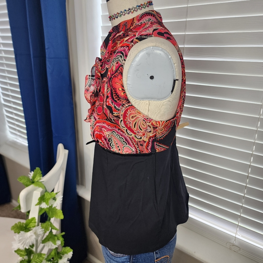 Studio 1940 Sleeveless Black Paisley Shirt Sz Large Business Casual - Picture 6 of 13